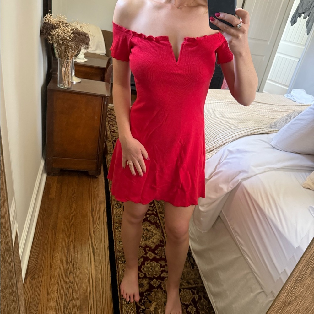 Vestique Off-Shoulder Red Dress